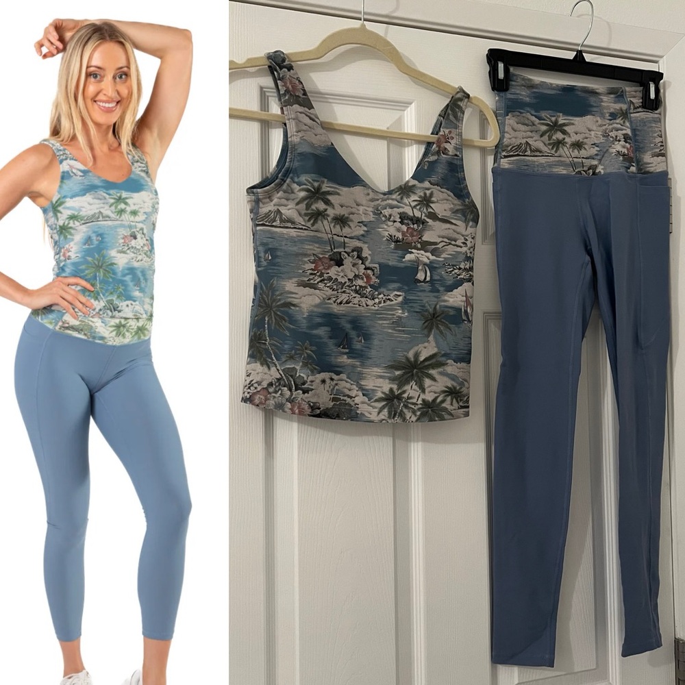Lovlei Hawaiian Print Matching Workout Set